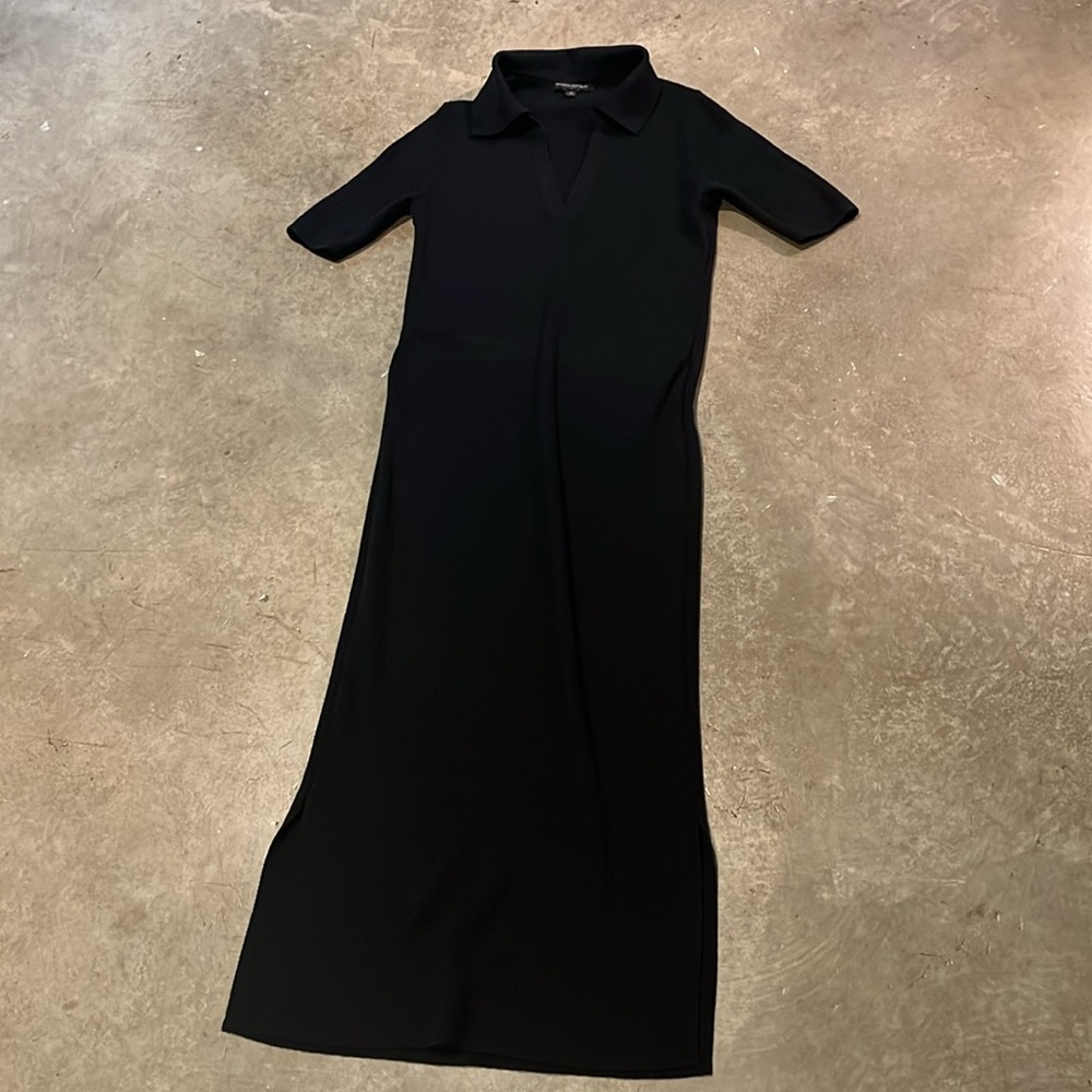 Banana Republic stretch sweater midi dress black short sleeve sz M